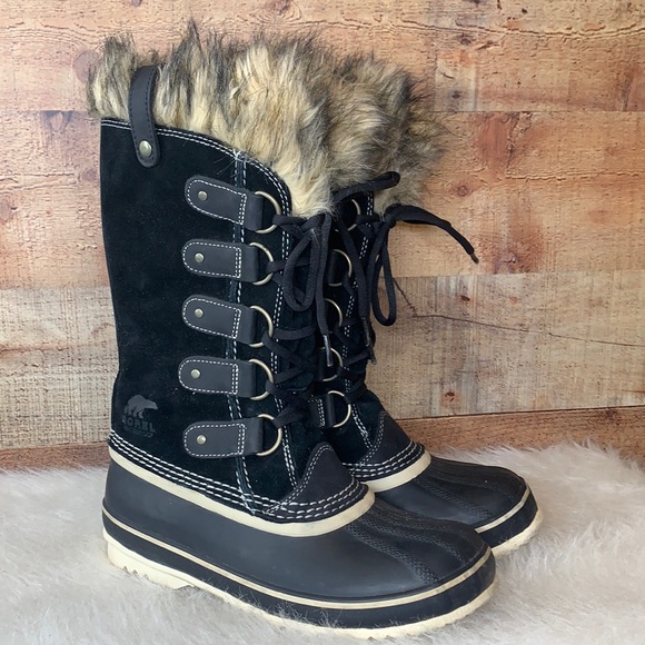 Sorel Shoes - SOREL Black Tall Joan of Arctic Suede Lace Boots